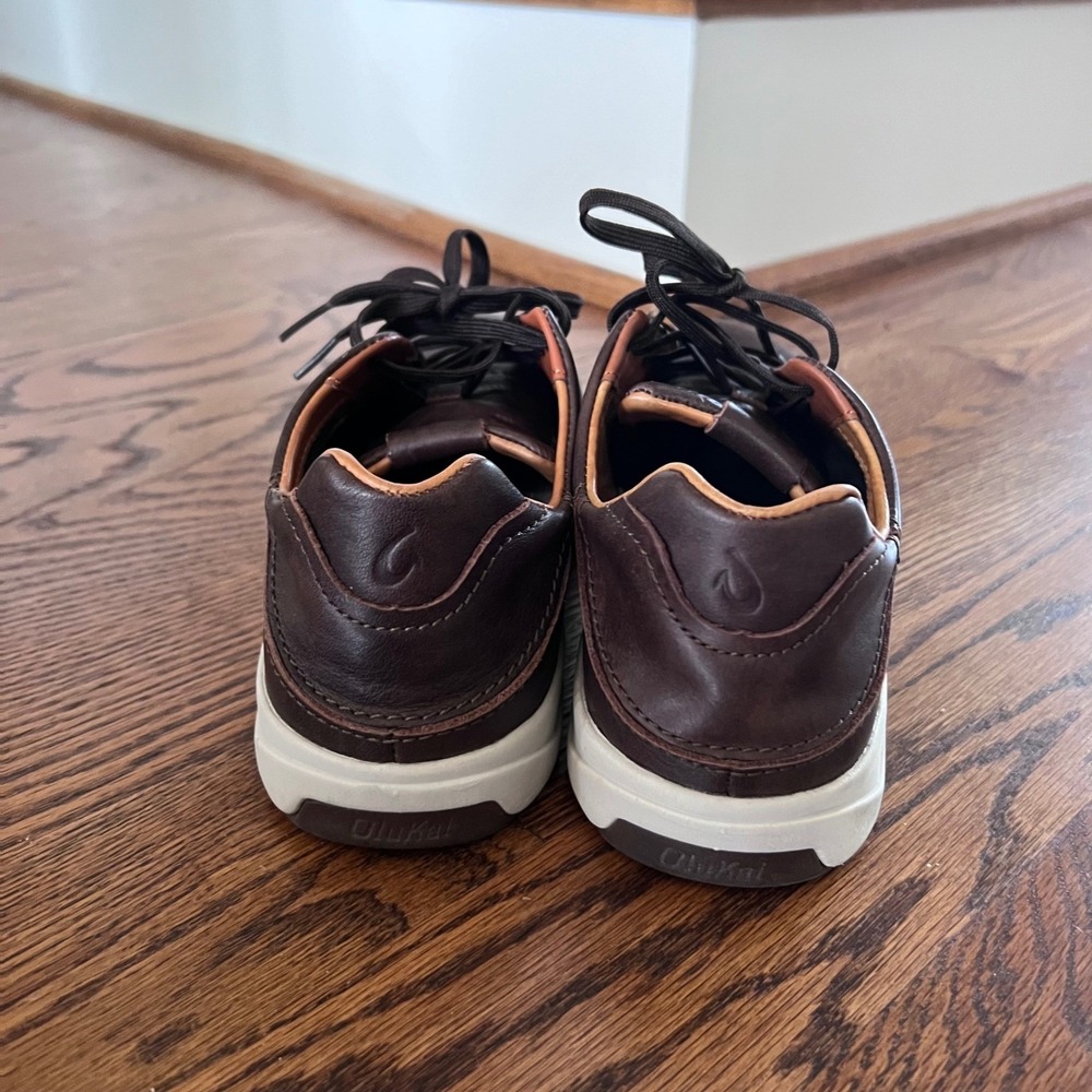 OluKai Laeahi‎ Li'ili'i Dark Brown Leather Lace Up Shoes Men's US 8.5 EUR 41.5 - Picture 5 of 12